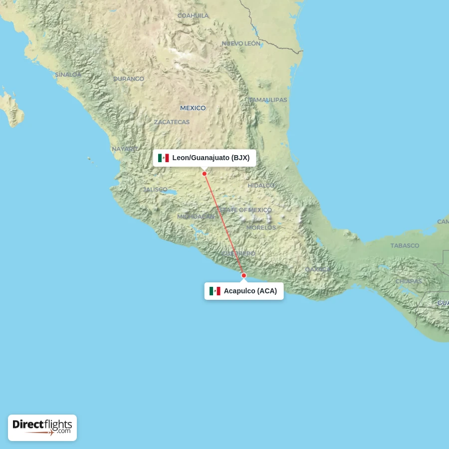 BJX - ACA route map