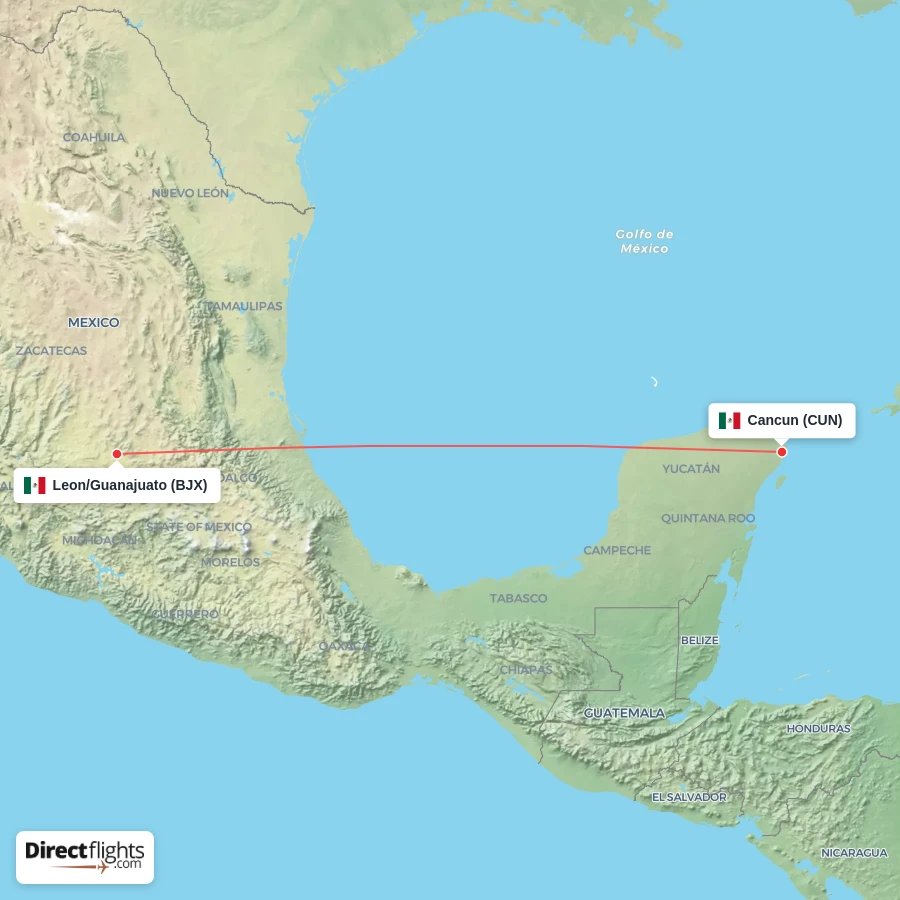 BJX - CUN route map