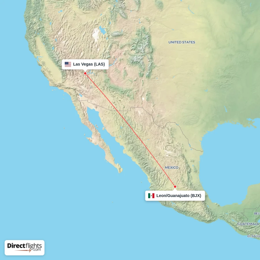BJX - LAS route map