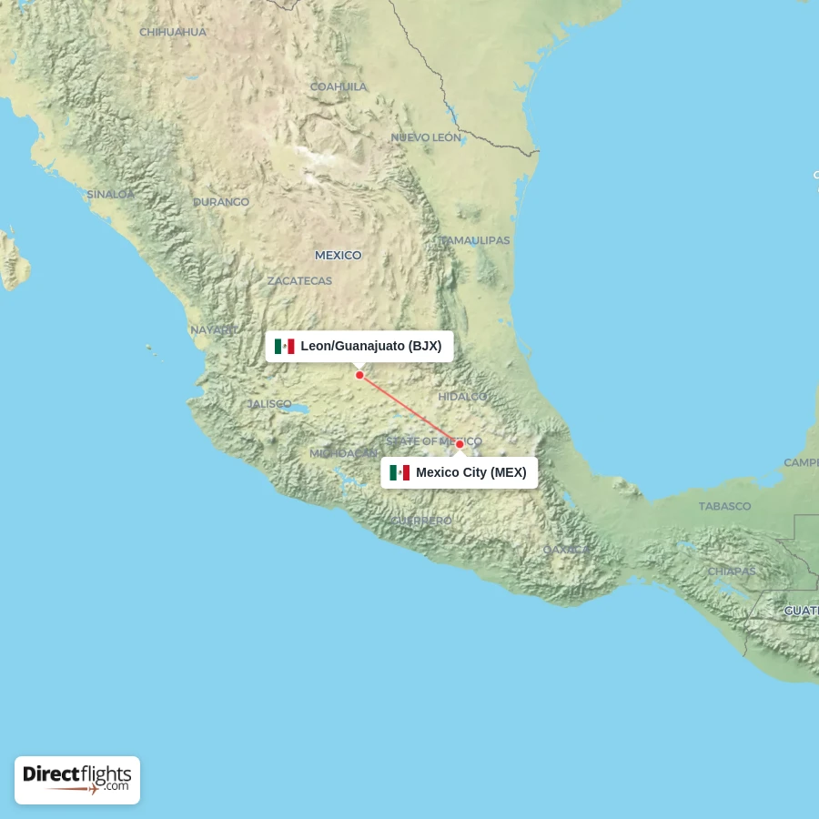 BJX - MEX route map