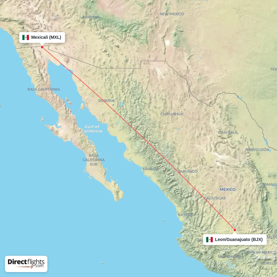 BJX - MXL route map