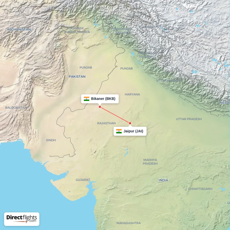 BKB - JAI route map