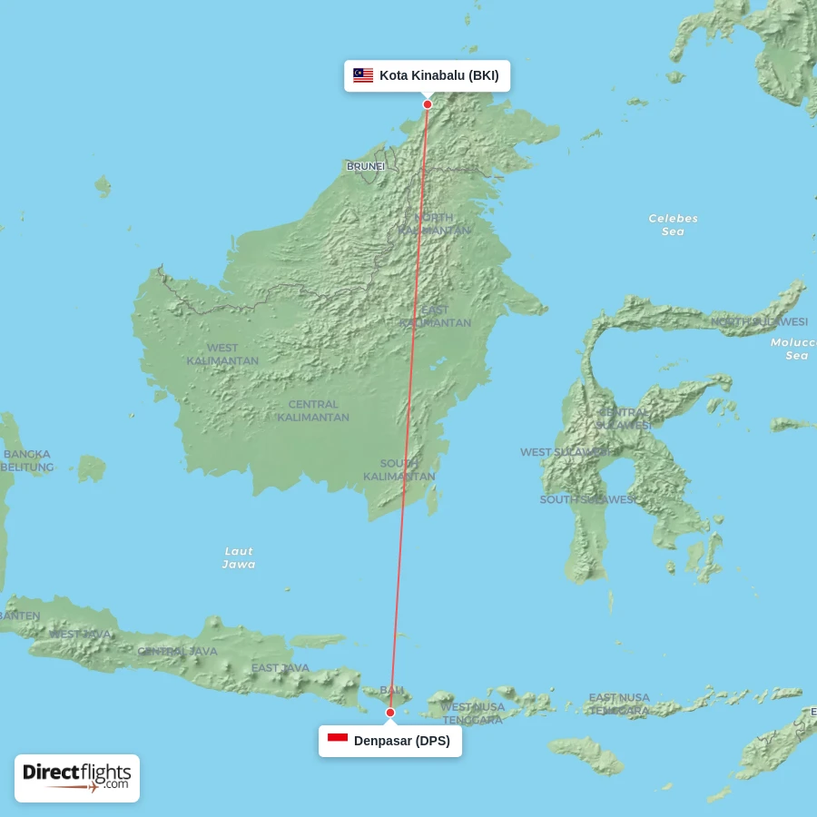 BKI - DPS route map