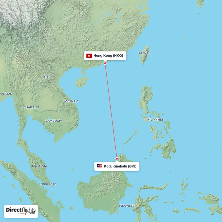 BKI - HKG route map
