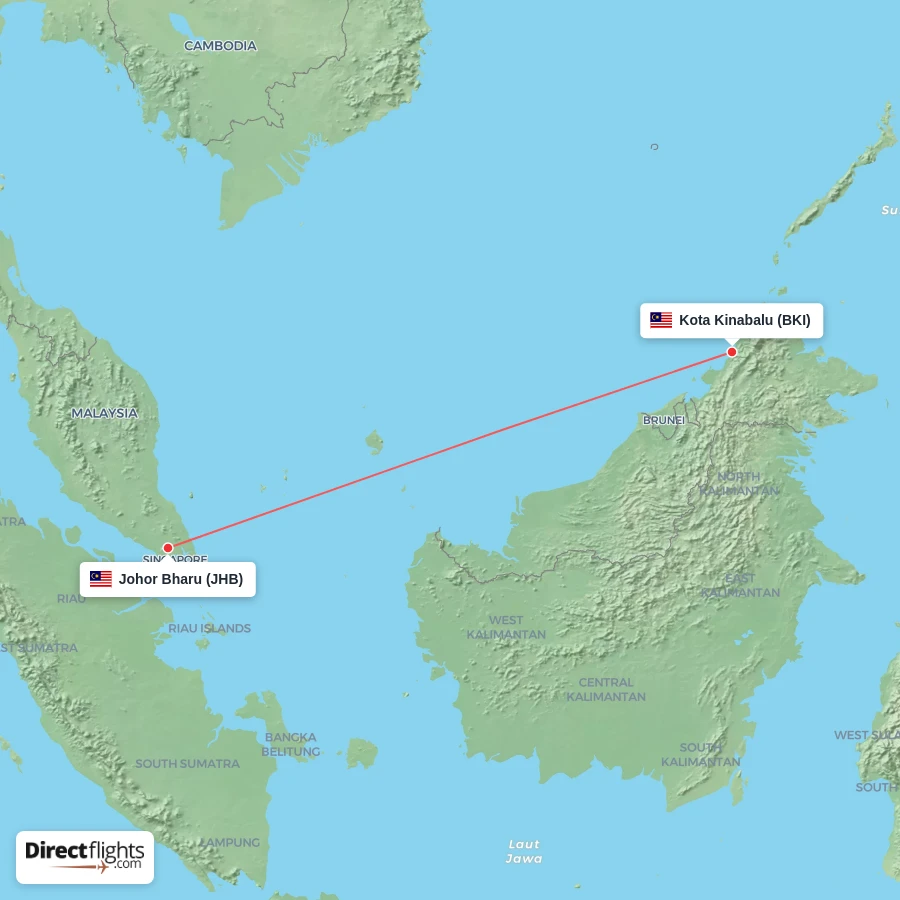 BKI - JHB route map