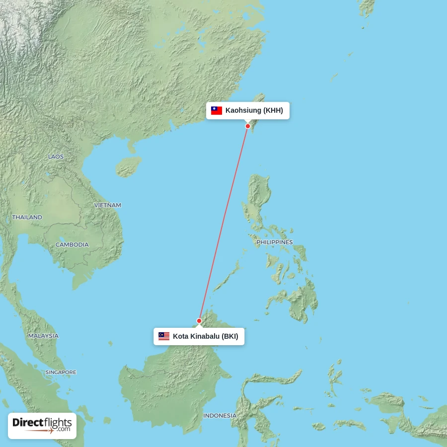 BKI - KHH route map