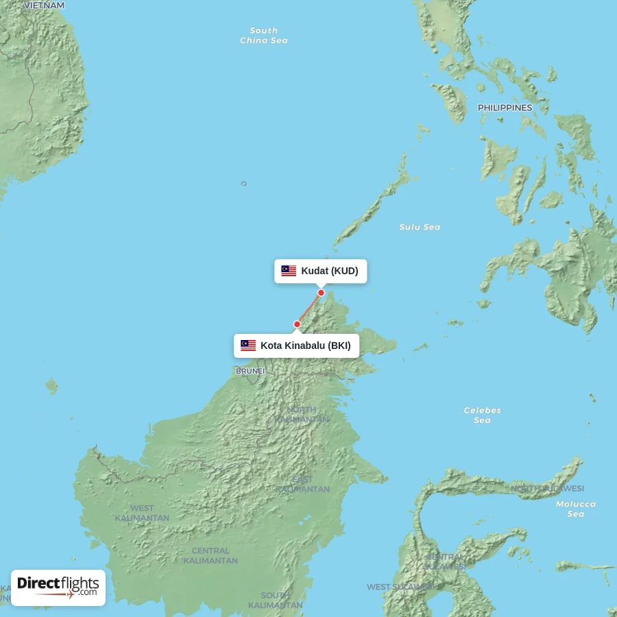 BKI - KUD route map
