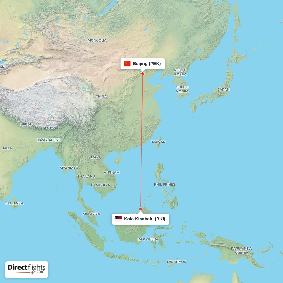 BKI - PEK route map