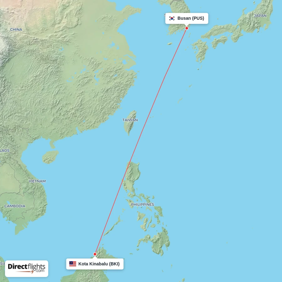 BKI - PUS route map