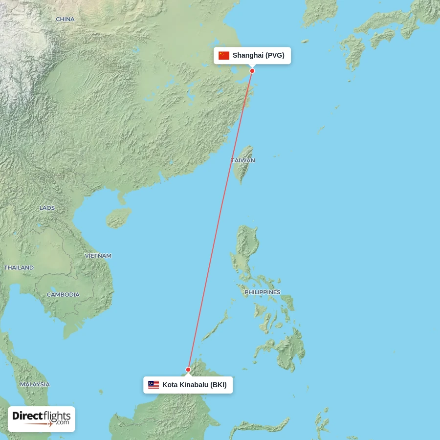 BKI - PVG route map