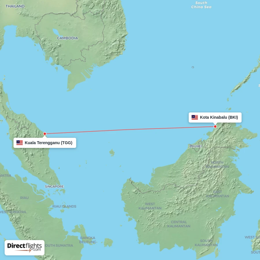 BKI - TGG route map