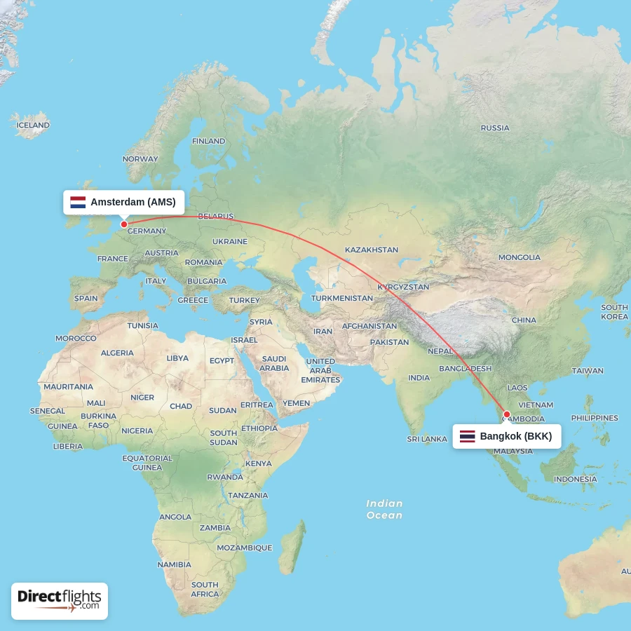 BKK - AMS route map