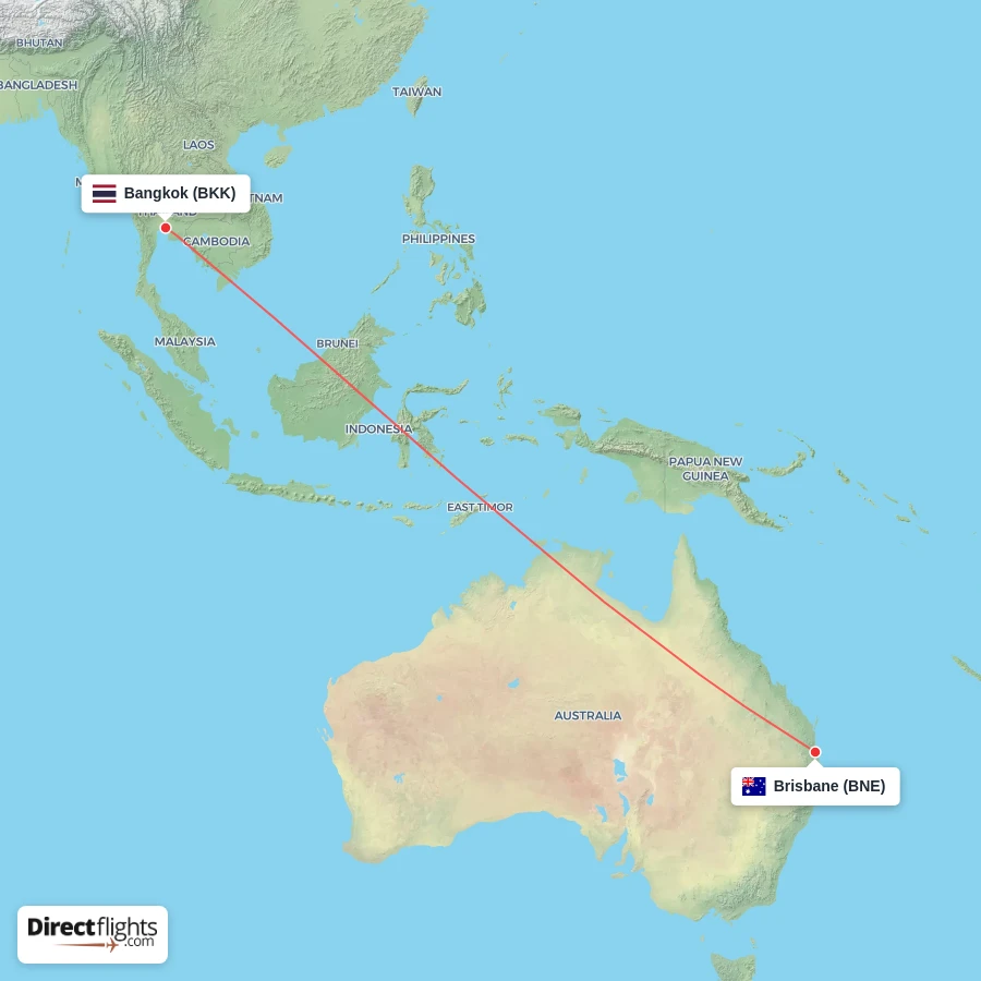 BKK - BNE route map