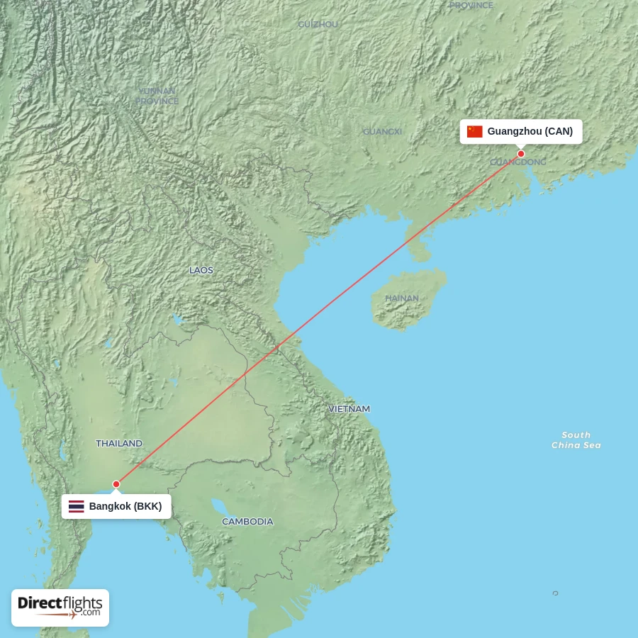 BKK - CAN route map