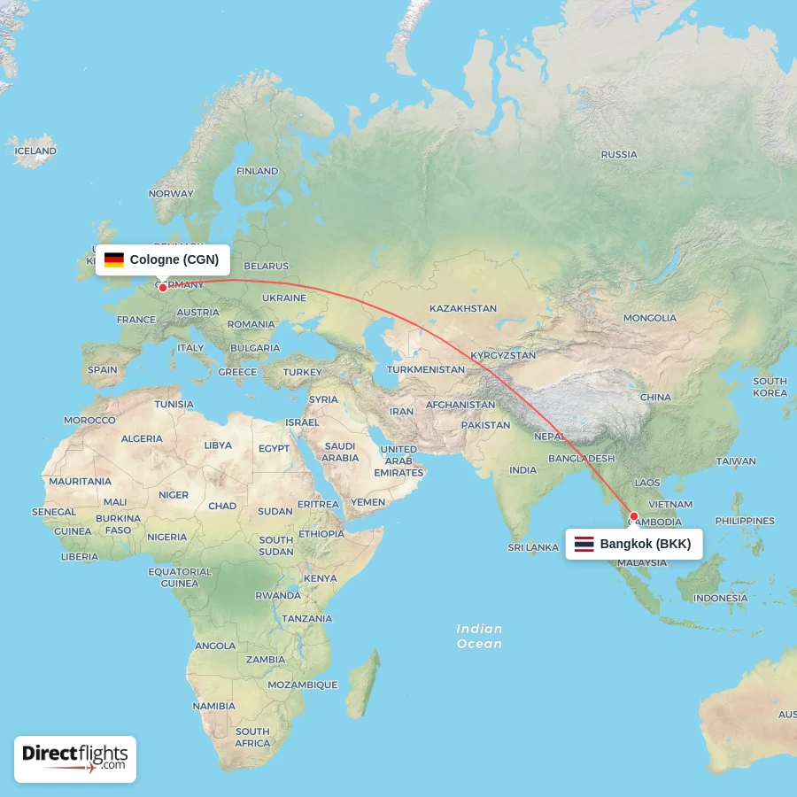 BKK - CGN route map