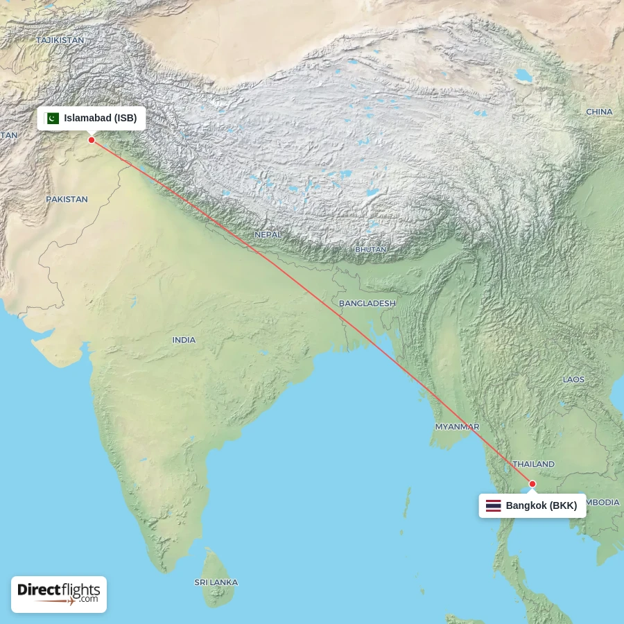 BKK - ISB route map