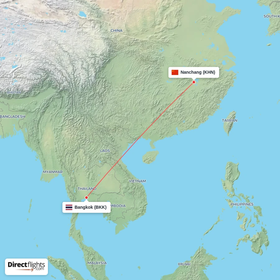 BKK - KHN route map