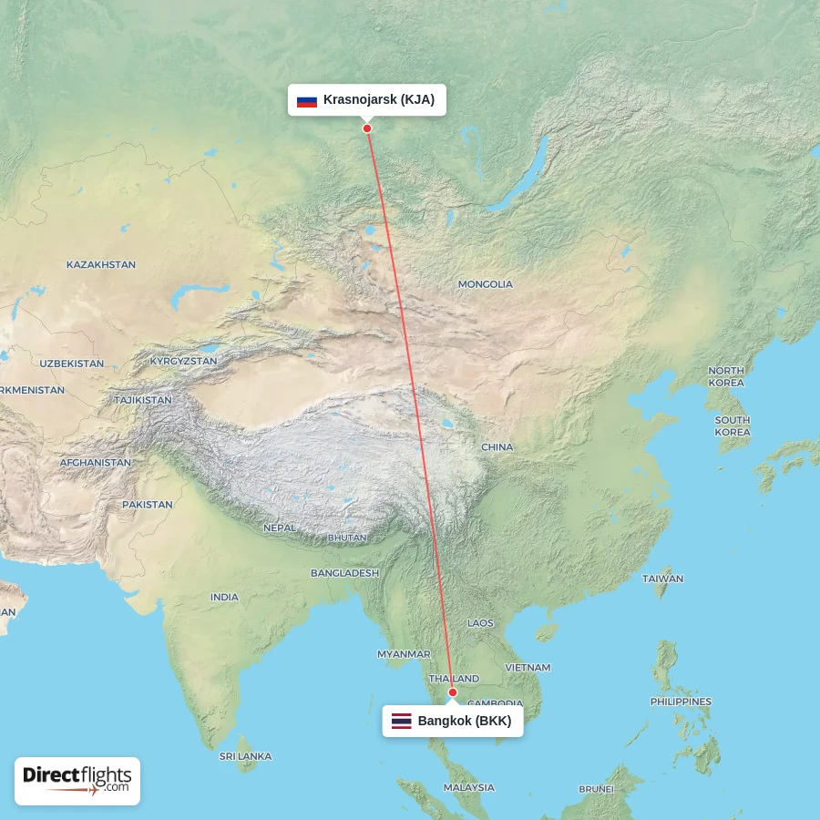 BKK - KJA route map