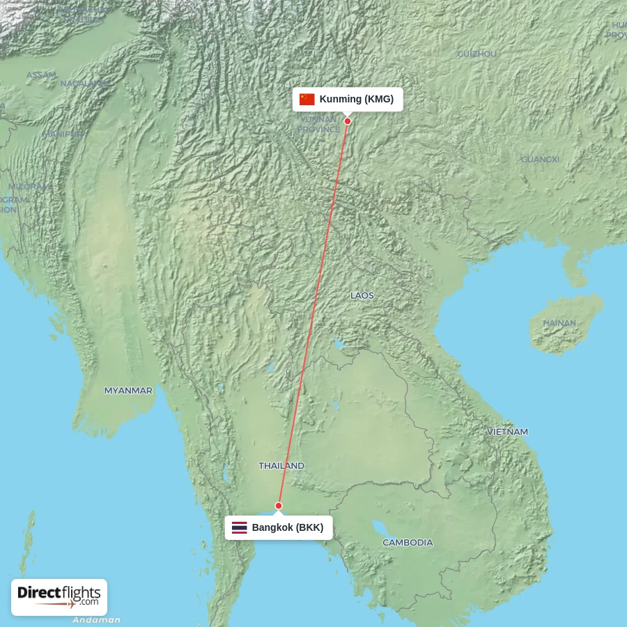 BKK - KMG route map