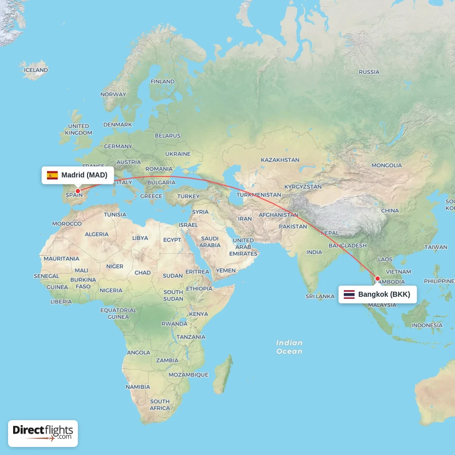 BKK - MAD route map
