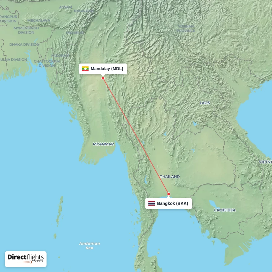 BKK - MDL route map