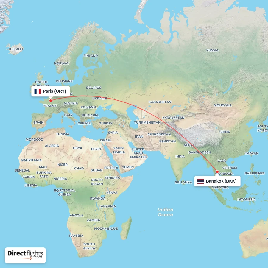 BKK - ORY route map