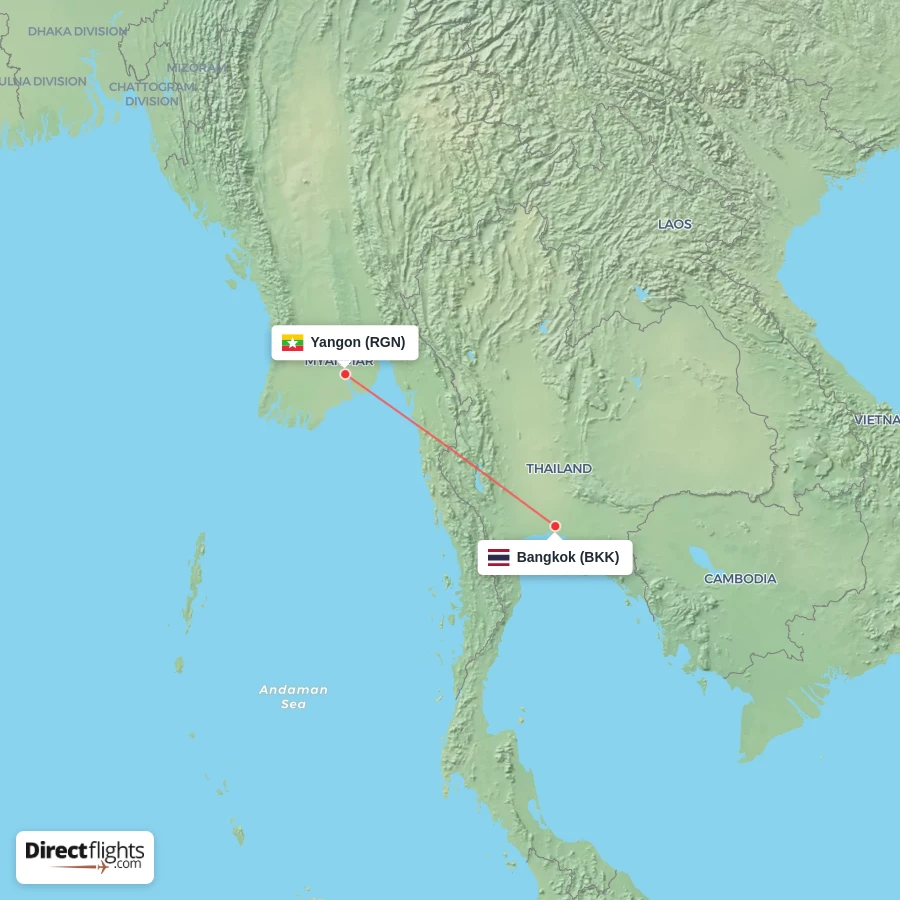 BKK - RGN route map