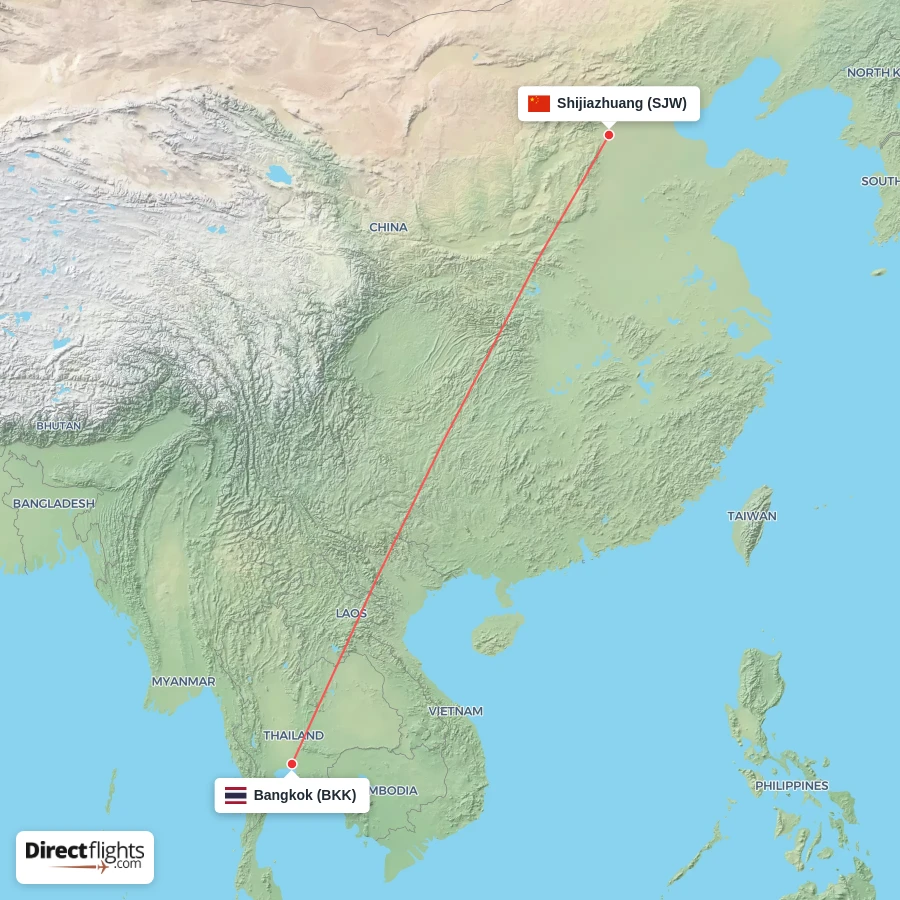 BKK - SJW route map