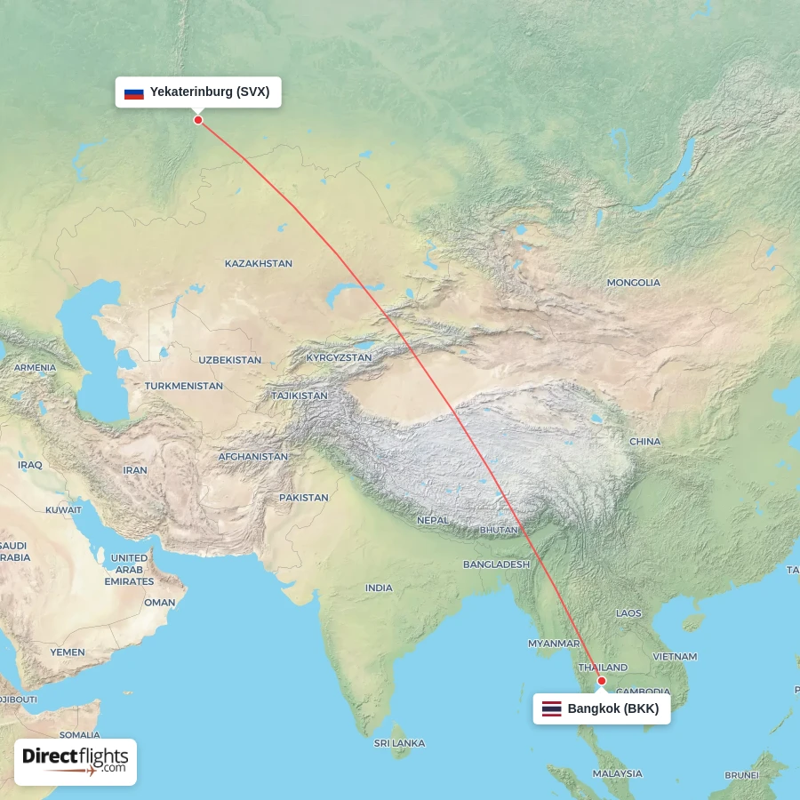 BKK - SVX route map