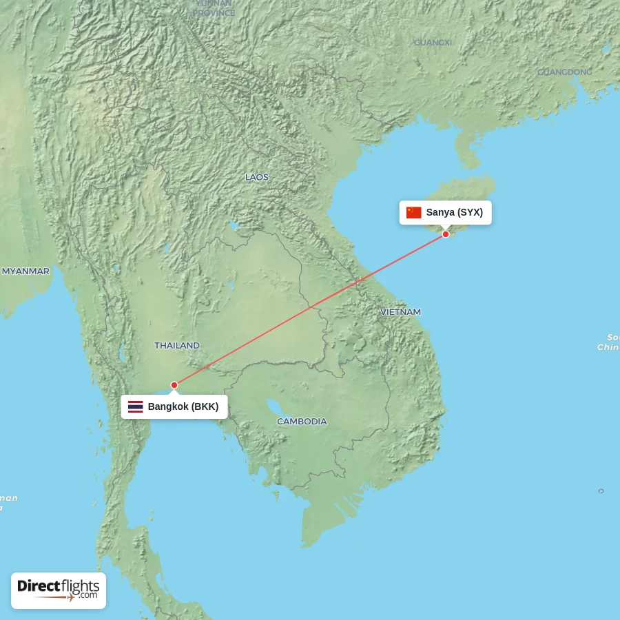 BKK - SYX route map