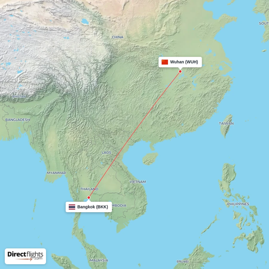 BKK - WUH route map