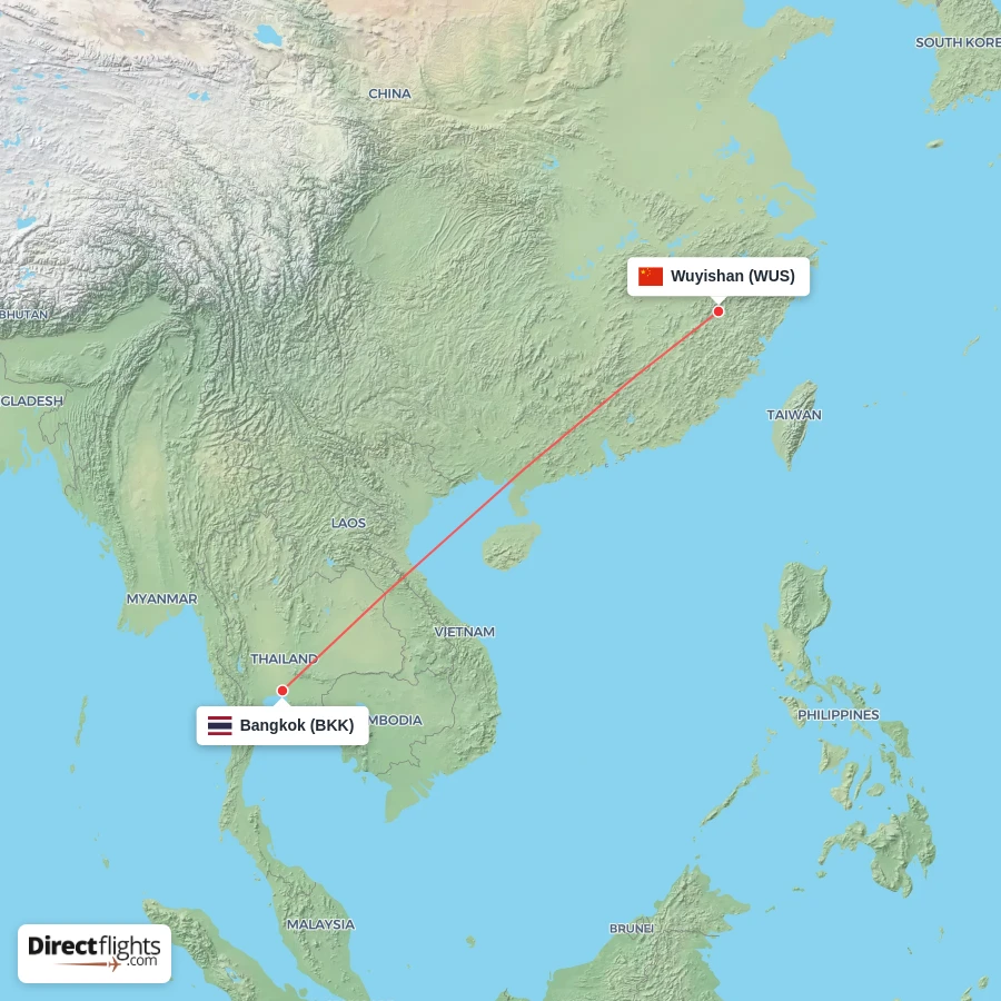 BKK - WUS route map