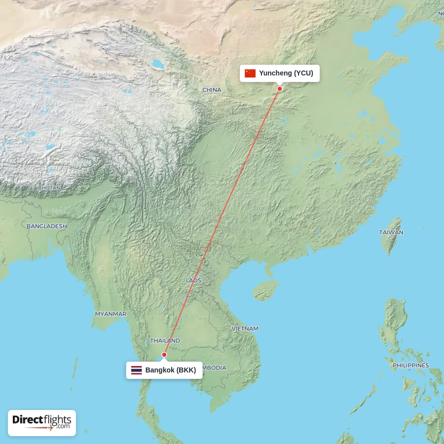 BKK - YCU route map