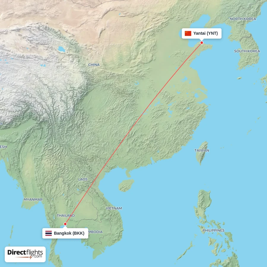 BKK - YNT route map