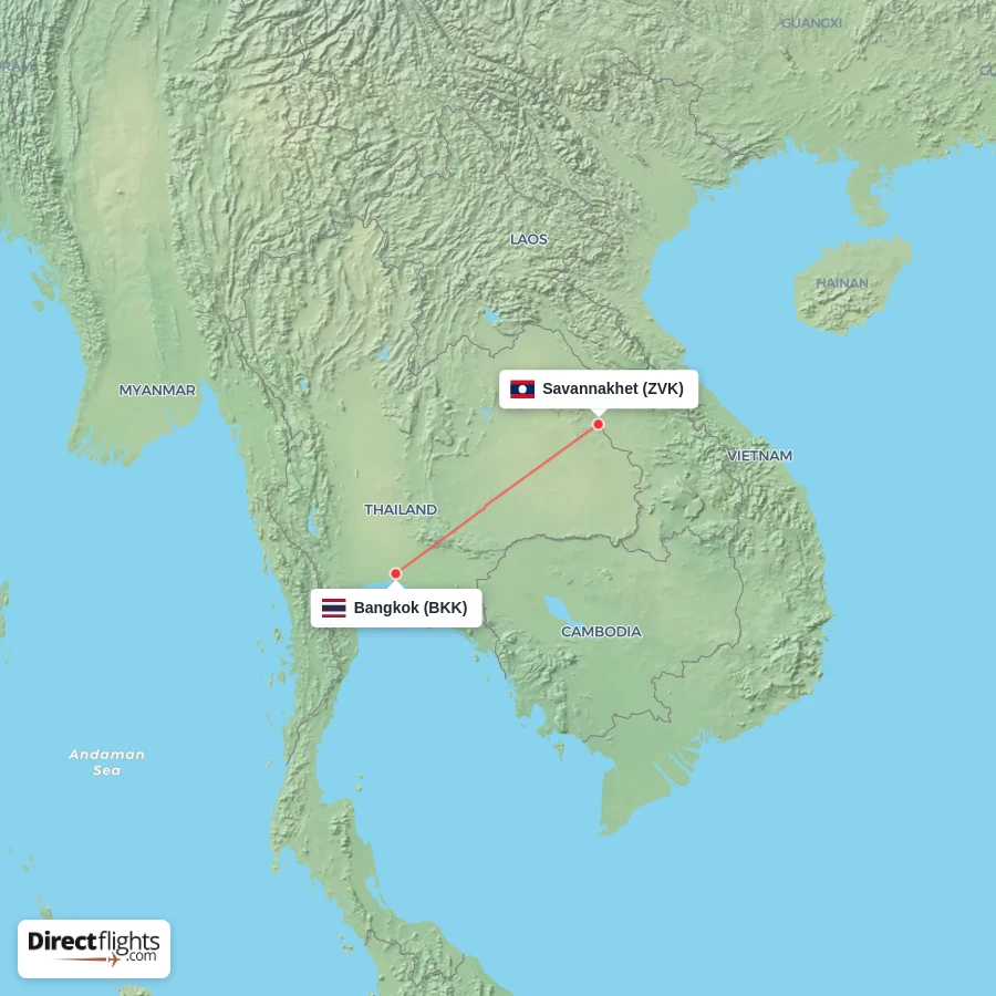 BKK - ZVK route map