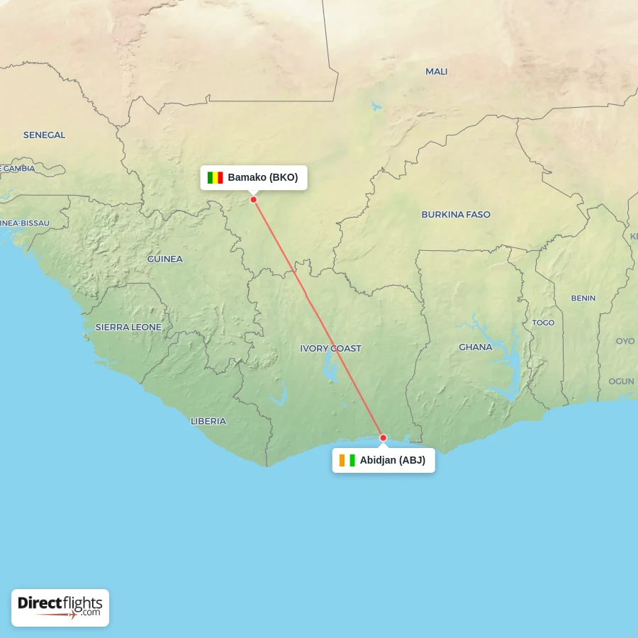 BKO - ABJ route map