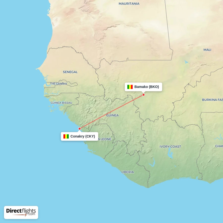 BKO - CKY route map
