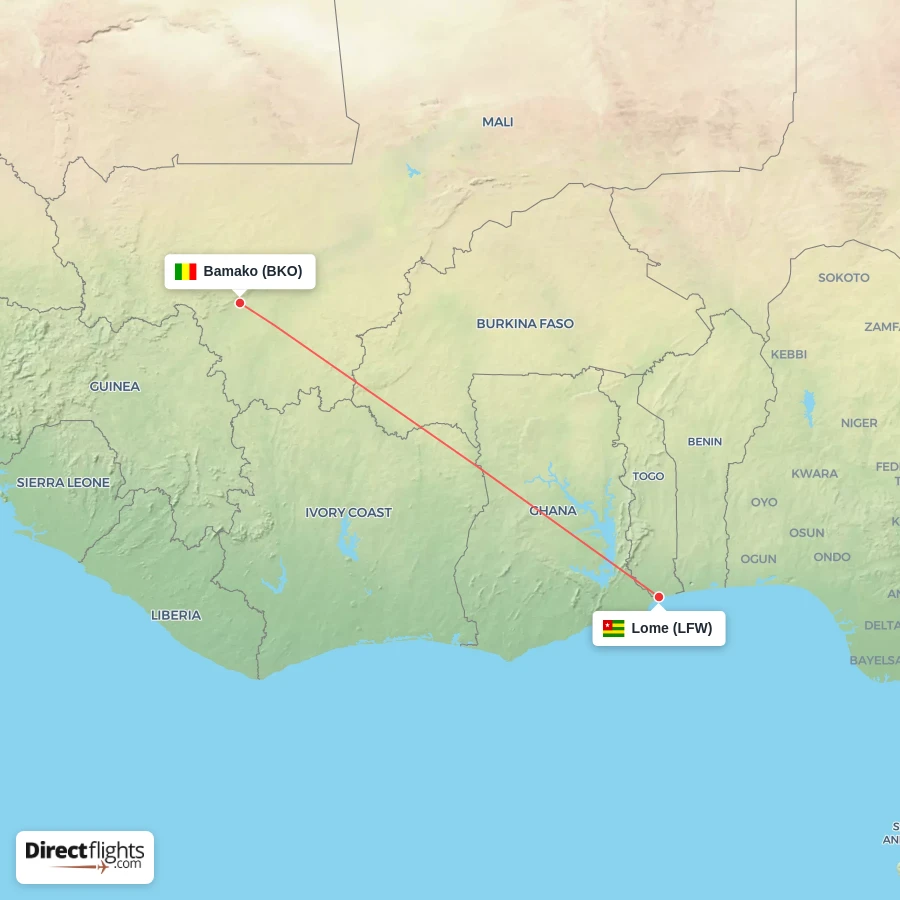 BKO - LFW route map
