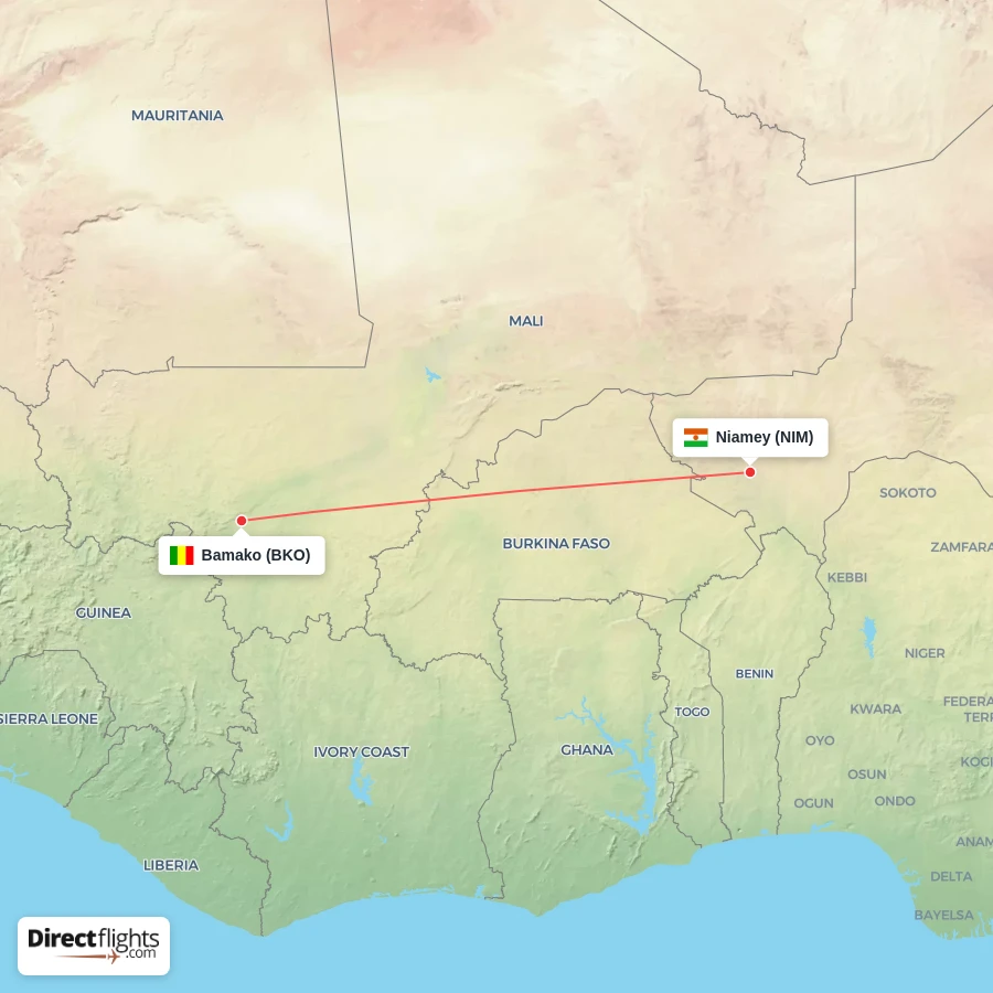 BKO - NIM route map