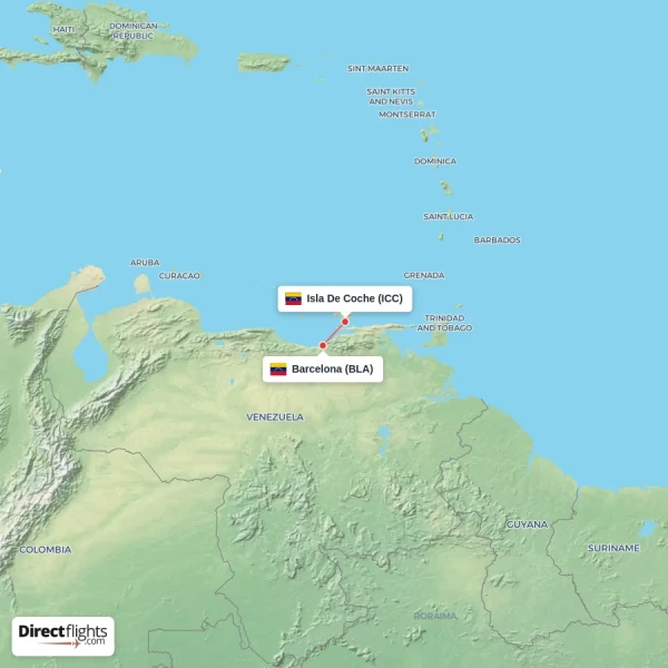 Barcelona - Isla De Coche direct flight map