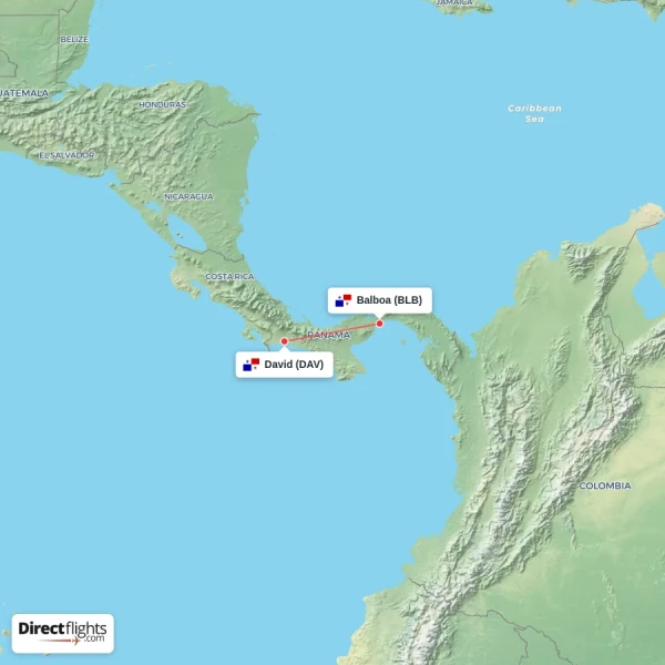 Balboa - David direct flight map