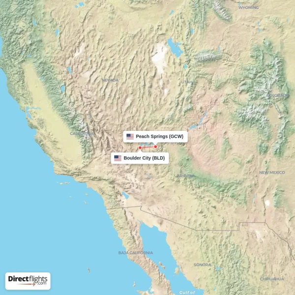 Boulder City - Peach Springs direct flight map