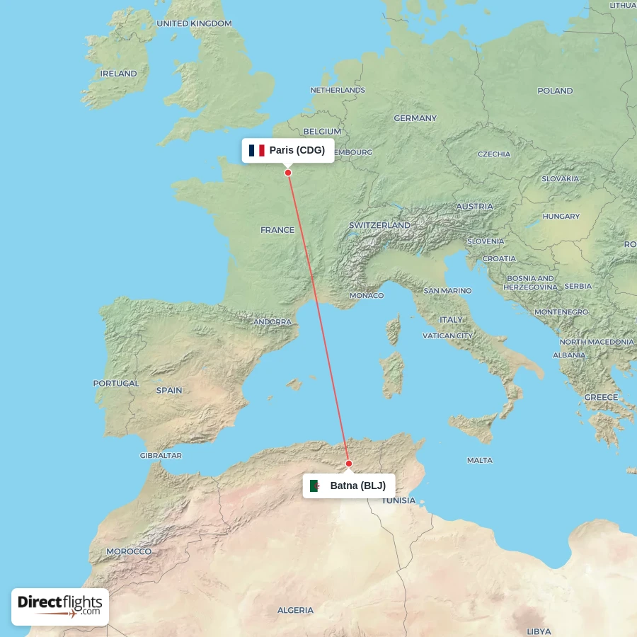 BLJ - CDG route map