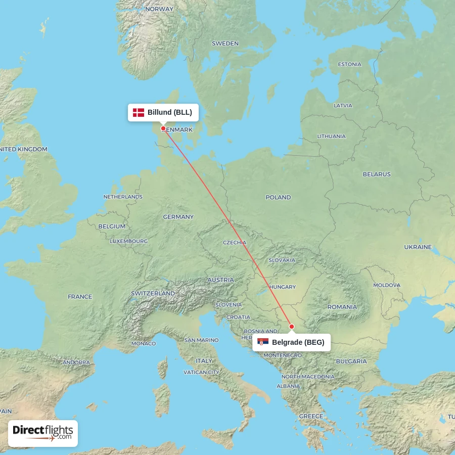 BLL - BEG route map