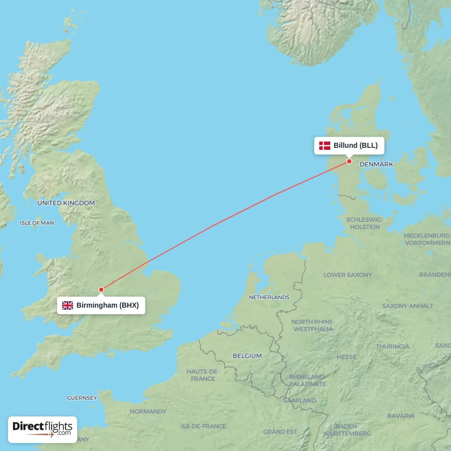 BLL - BHX route map