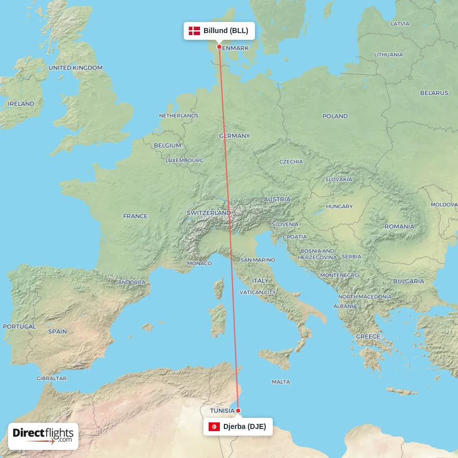 BLL - DJE route map