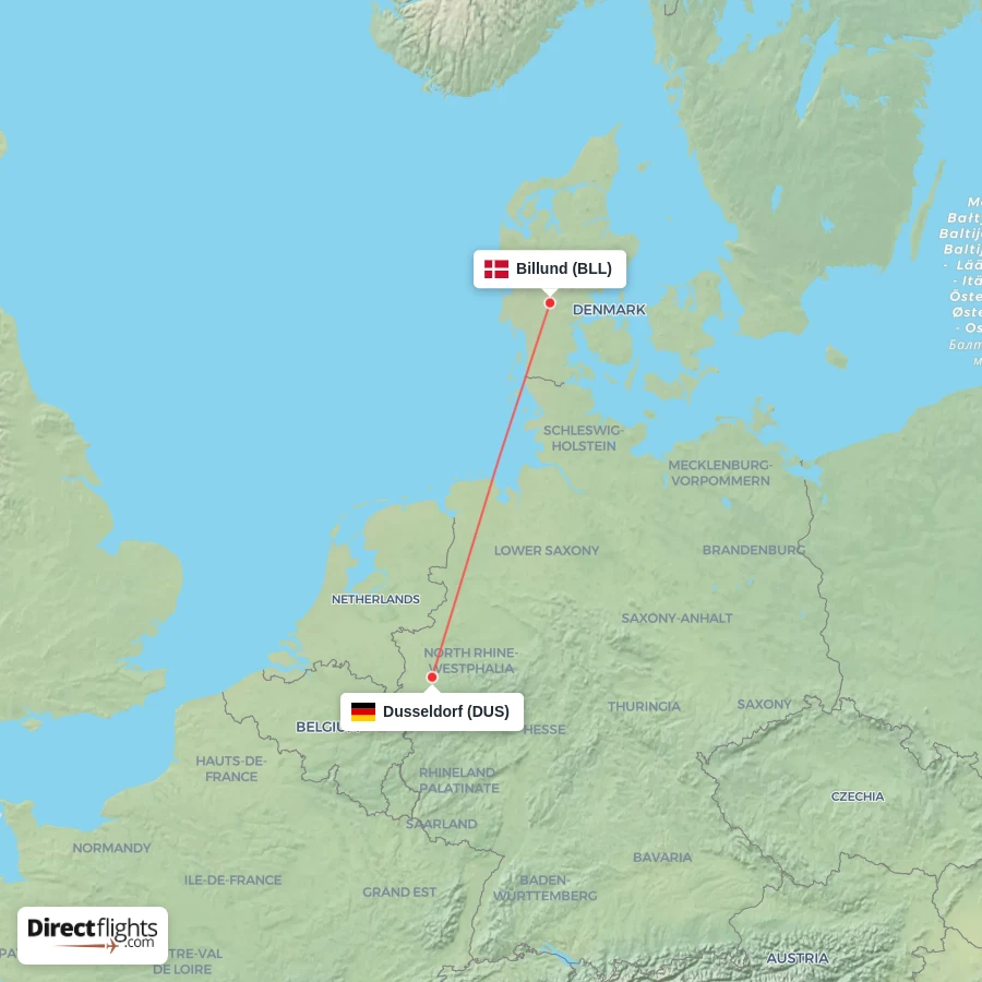 BLL - DUS route map