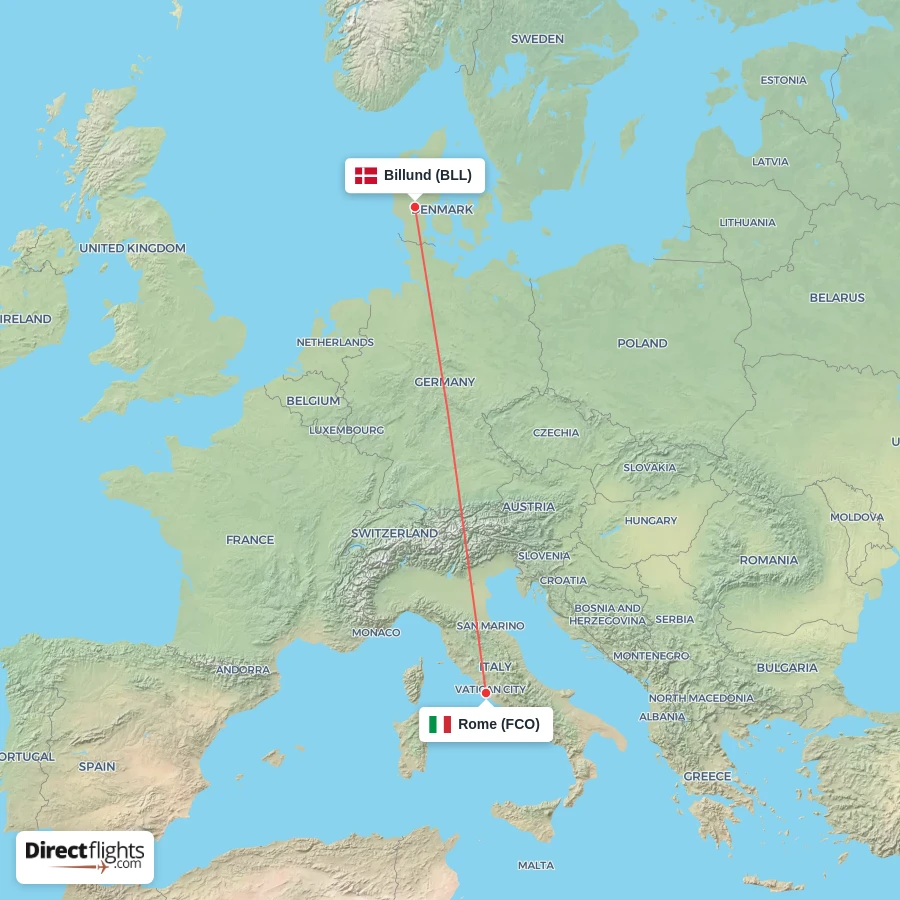 BLL - FCO route map