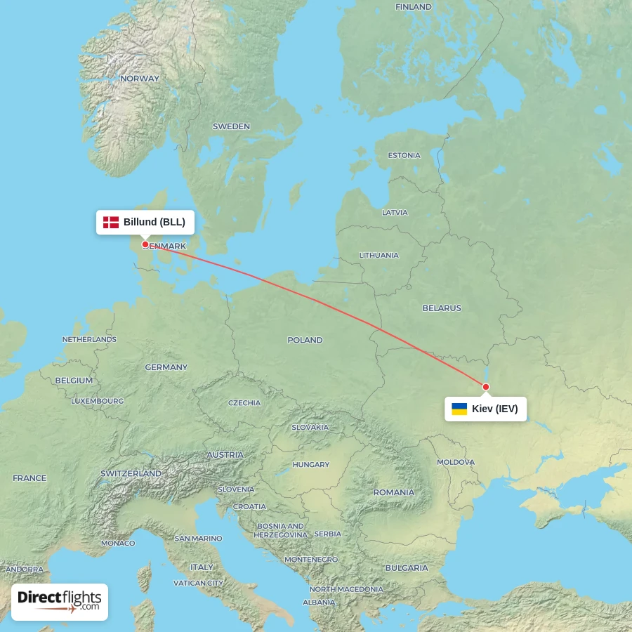 BLL - IEV route map
