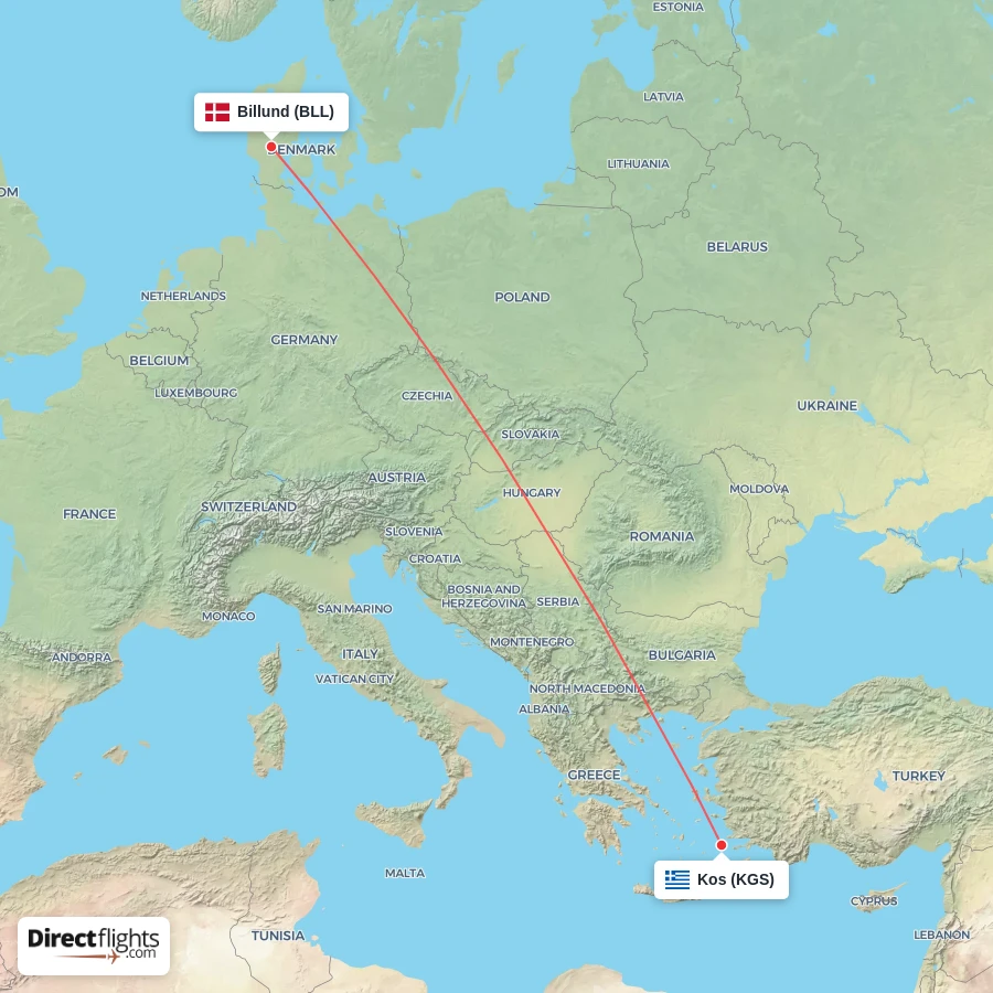 BLL - KGS route map